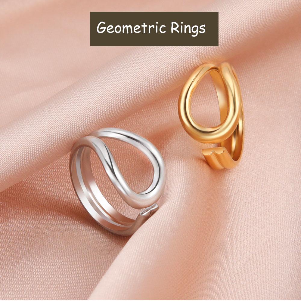 Cazador Open Geometric Rings for Women Stainless Steel Jewelry Adjustable Irregular Ring Mother Day Gift Wholesale Wedding 2026