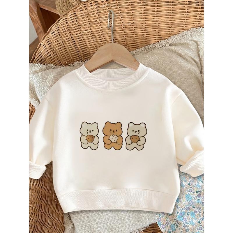 Kids Sweatshirt Cute Printed Pattern Easy Sweet Beauty Baby Spring Thin Round Neck Hoodie 110 белый