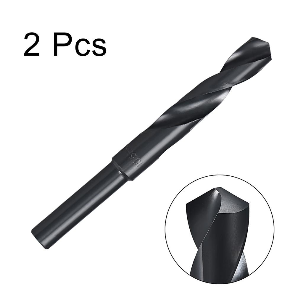 2pcs 15/18/28/35/mm Twist Drill Bits Black Nitride Coated HSS-6542 with 1/2" Reduced Shank