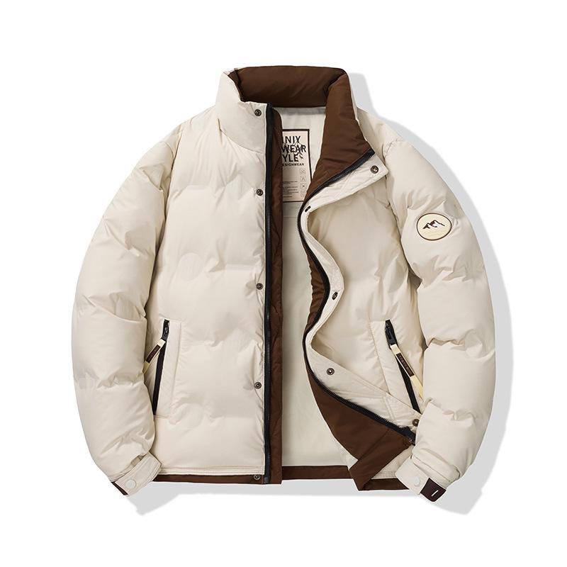 Herren Grüne Weiße Entendaunen Winterjacke - Stehkragen, Dick, Warm, Modisches 2025 Design