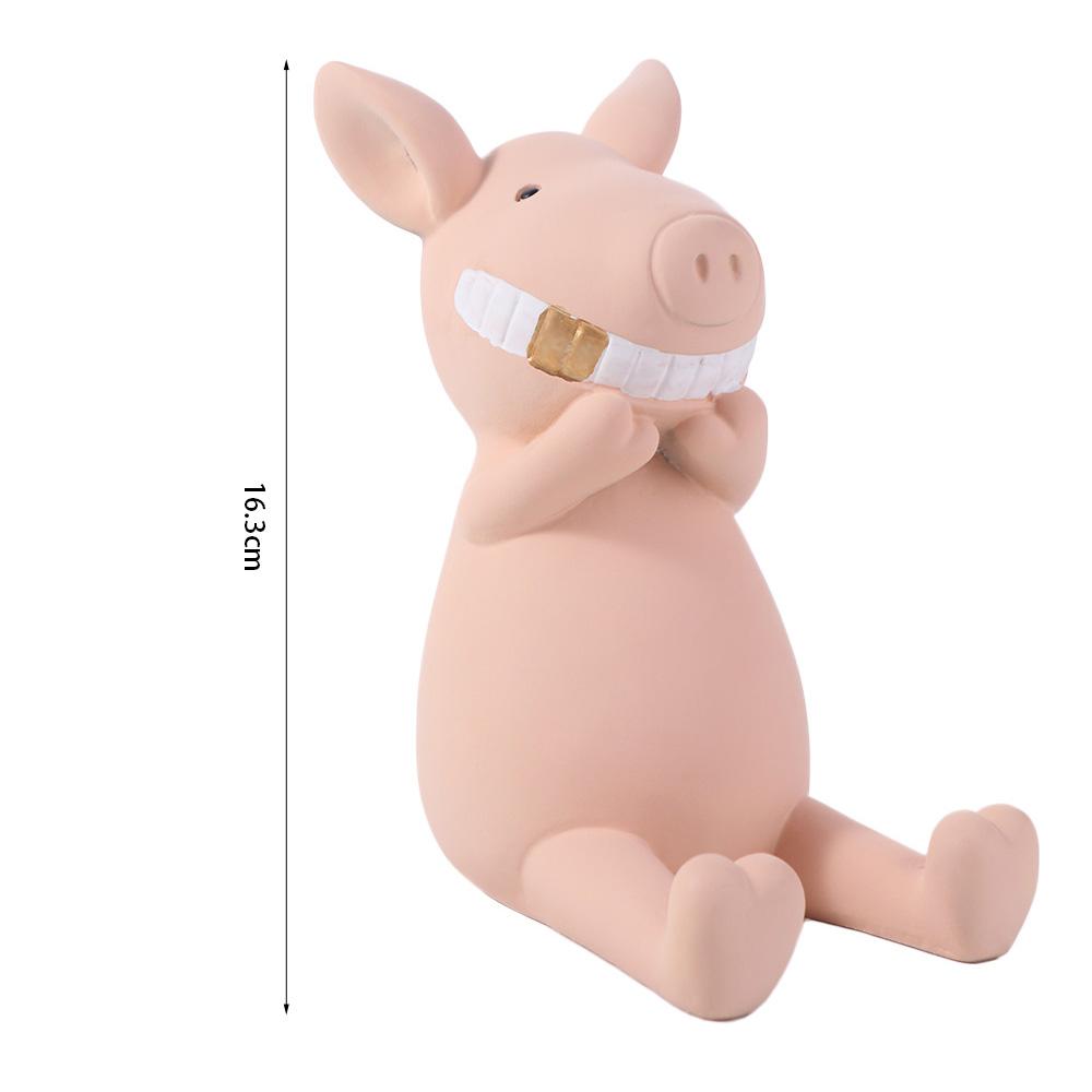 Resin Pig Mobile Phone Stand Figure Toys Cell Phone Bracket Cartoon Phone Holder  Desktop Ornaments