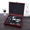 Premium Wine Opener Gift Set: Stainless Steel Pourer, Leather & Wooden Box, Waiter's Knife Corkscrew Barware