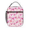 Pink Flamingo Summer Vibes Flamingos Pattern Portable Lunch Boxes Cooler Thermal Food Insulated Lunch Bag Kids School Children