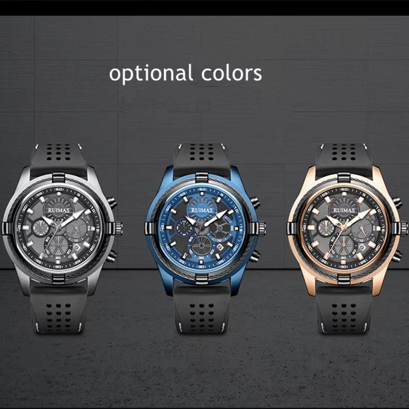RUIMAS Top Luxury Quartz Wristwatch Men Silicone Large Dial Military Sports Watches Waterproof Luminous Date Reloj Hombre 311
