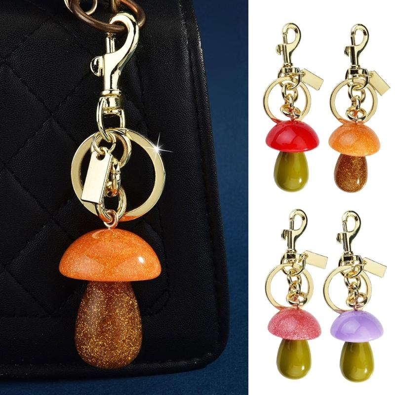 Cartoon Mushroom Keychain Car Key Holder Fashionable Keyring Pendant Bag Decoration for Stylish Women and Students
