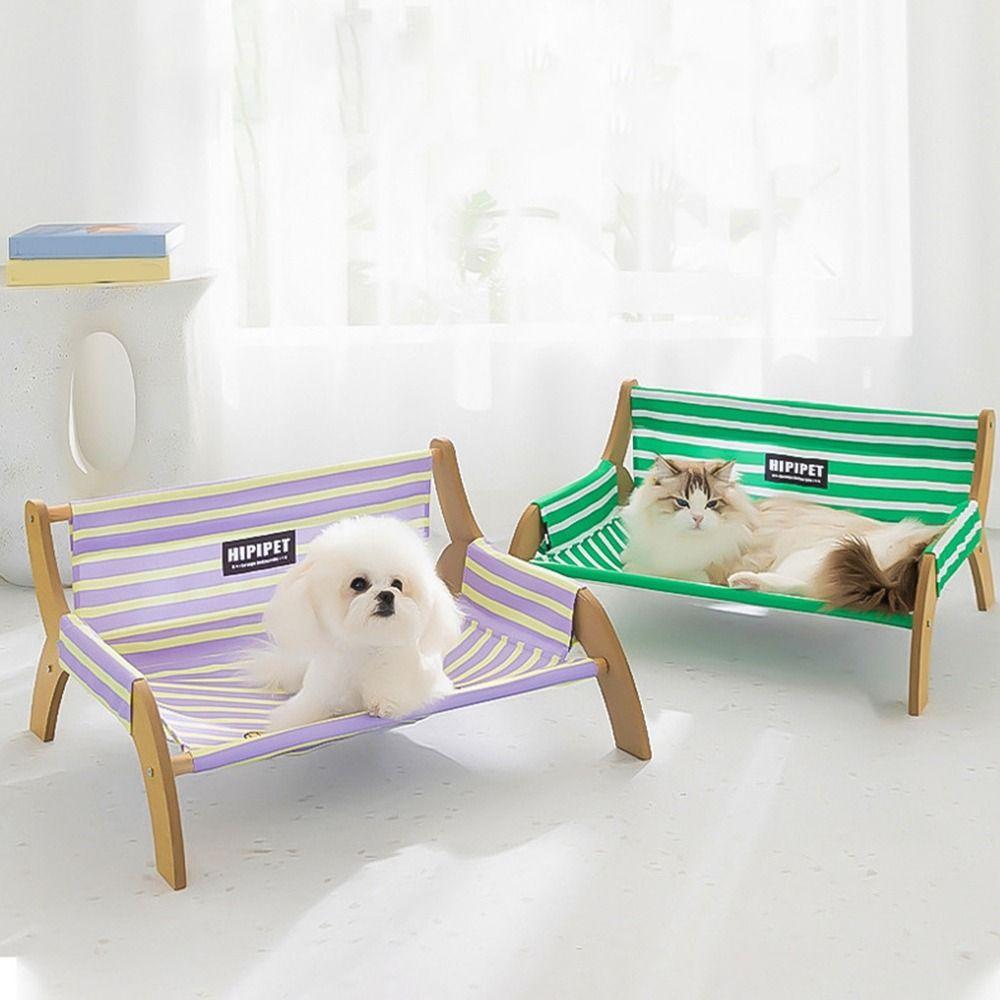 Summer Pet Striped Lounge Chair Cooling Dog Bed Cat Bed Pet Sofa Breathable Detachable Bed Pet Chair For Dog Cat Dog Accessories