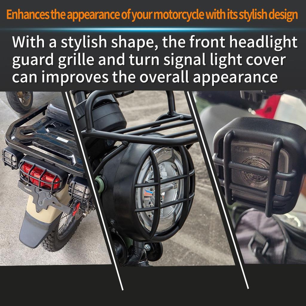 Midimttop Motorcycle Matte Black Headlight Turn Signal Tail Light Grille Cover Headlamp Light Cover
