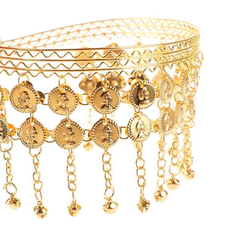 1Pc Women Belly Dance Hairpin Coins Tassels Gypsy Headband Indian Dance Performance Clothing Accessories Head Chain