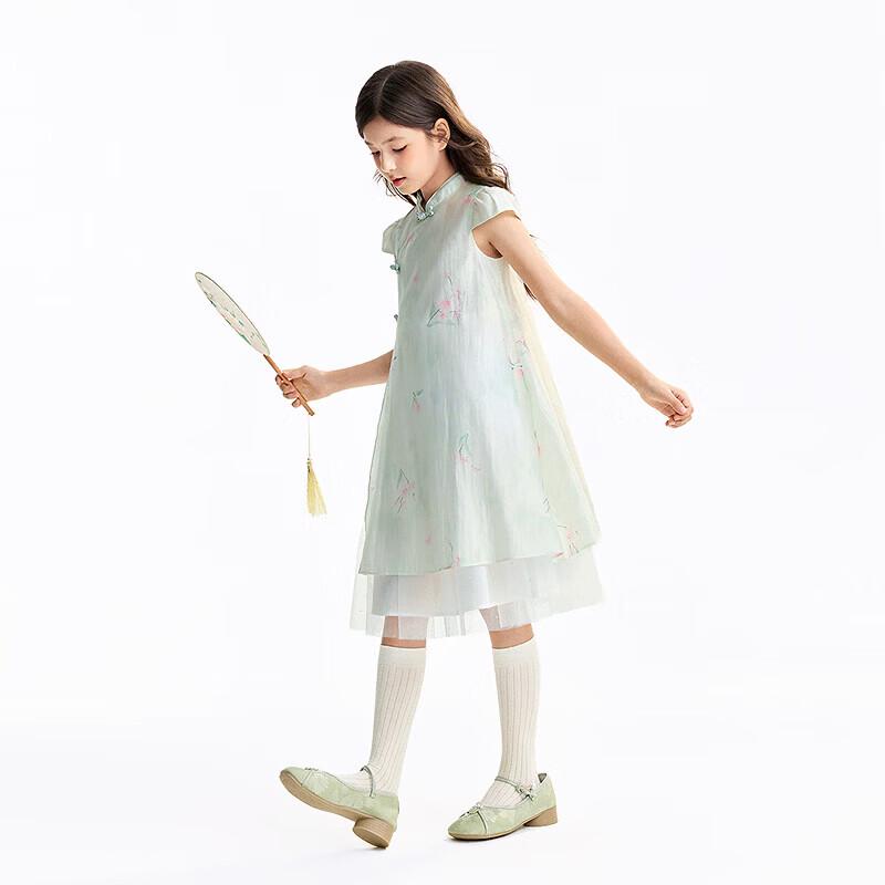 Annil Girls' Floral Short-Sleeved Princess A-Line Dress