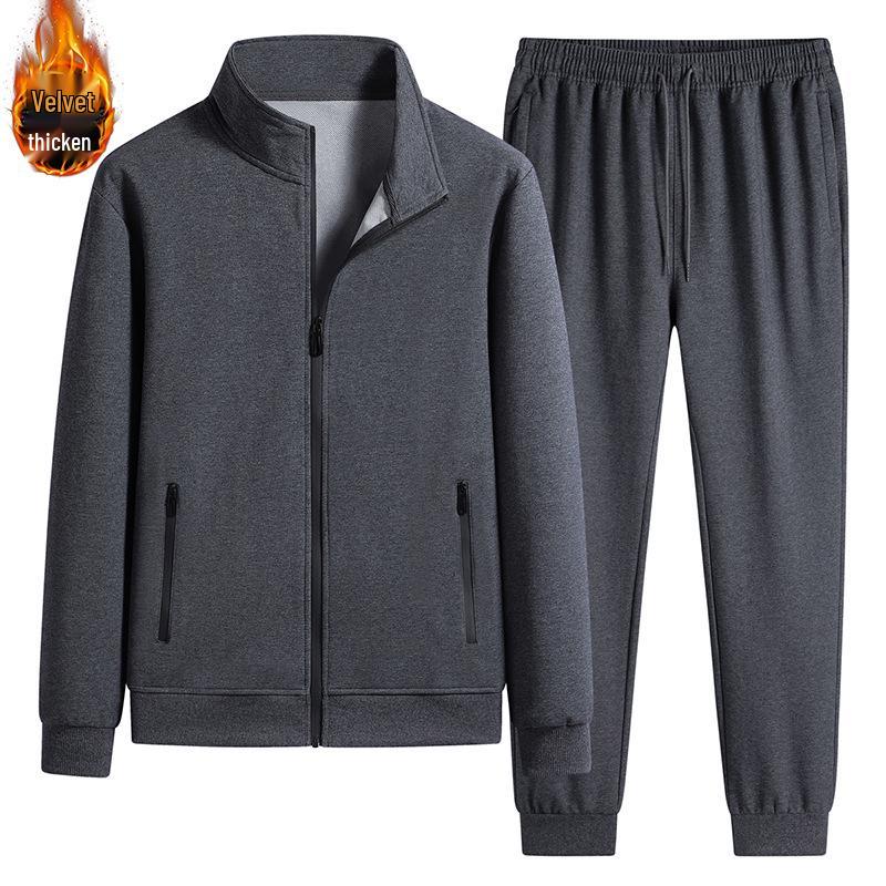 Men's Cotton Stand-up Collar Tracksuit: Spring/Autumn Hoodie & Pants Set for Sports and Casual Wear