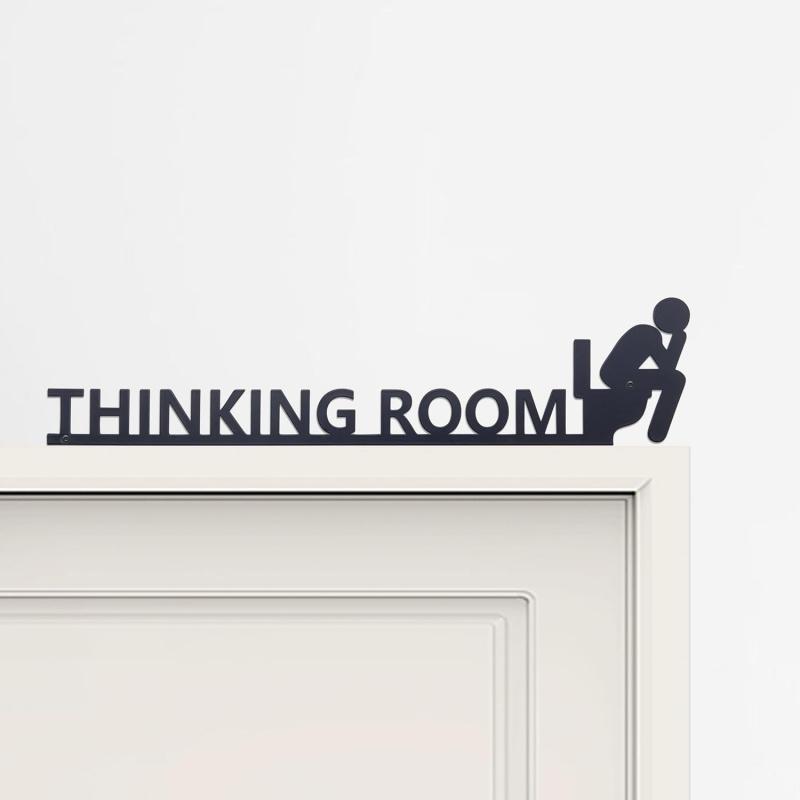 Fun Toilet Door Sign Metal Fun Bathroom Decoration Family Black Toilet Sign Fun Door Top Decoration Interesting Bathroom Sign Ho