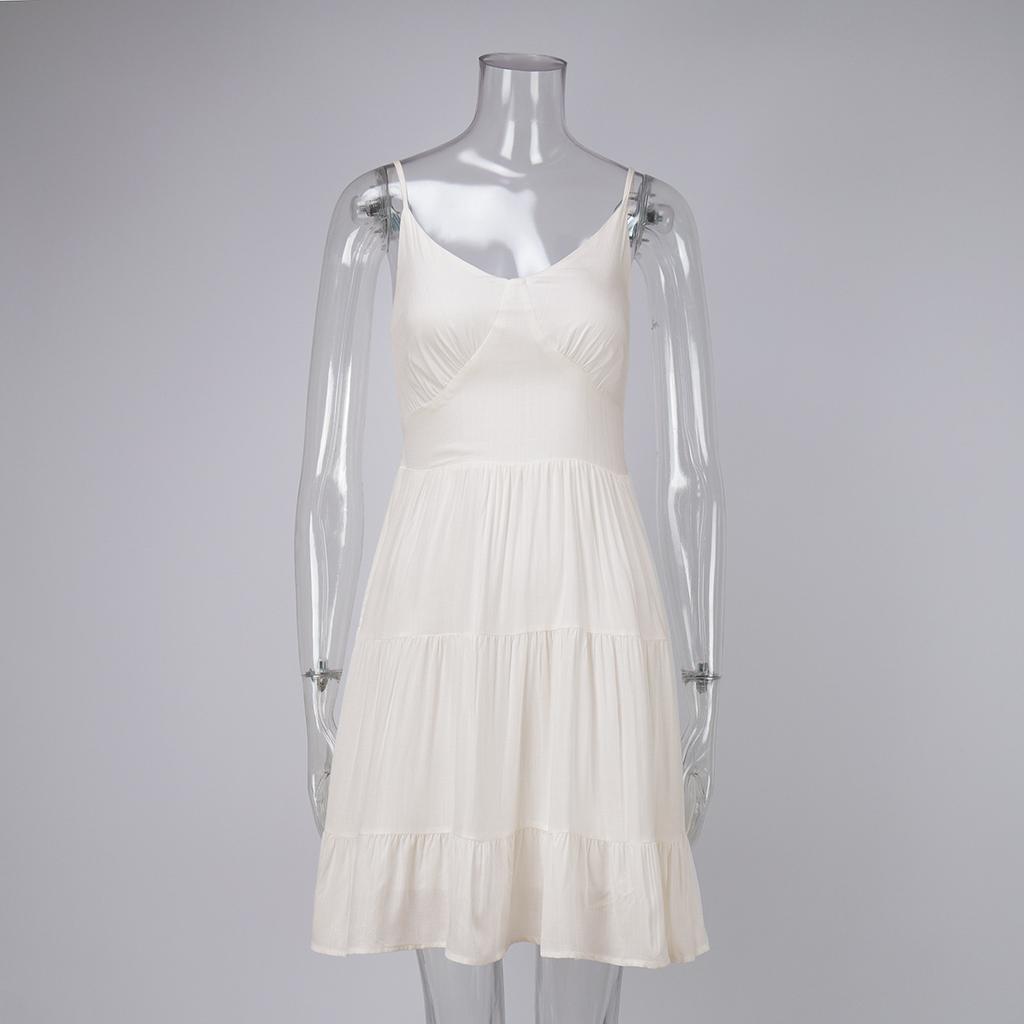 Pure cotton suspender dress, European and American summer sleeveless sexy slim back, hot girl suspender dress