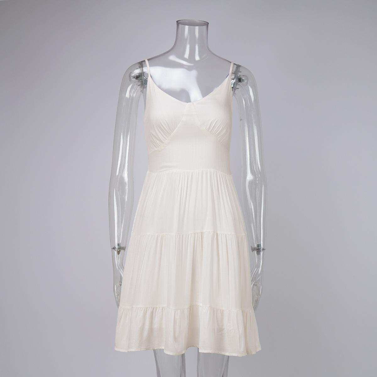 

Pure cotton suspender dress, European and American summer sleeveless sexy slim back, hot girl suspender dress L