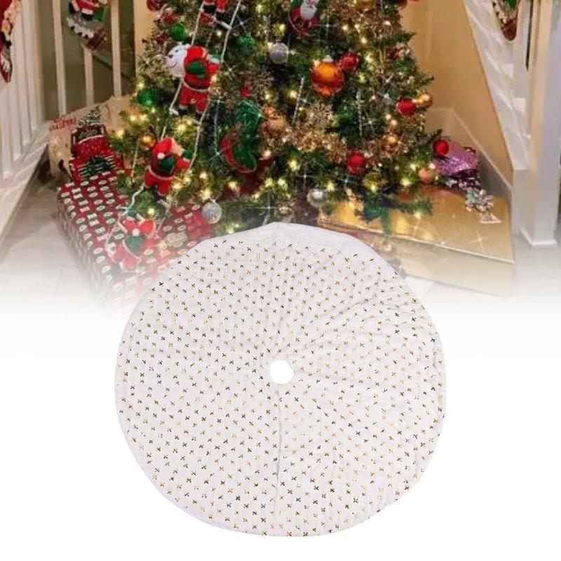Christmas Tree Skirt Base Stand Cover Holiday Decoration Gold Color Piece Bead