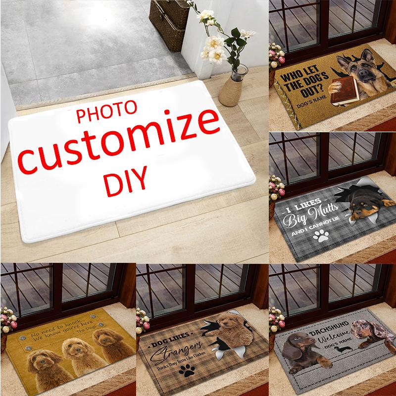 photo Custom mat anti-slip personalized printed picture Flannel Floor d dog doormats for Bath Door Living Room