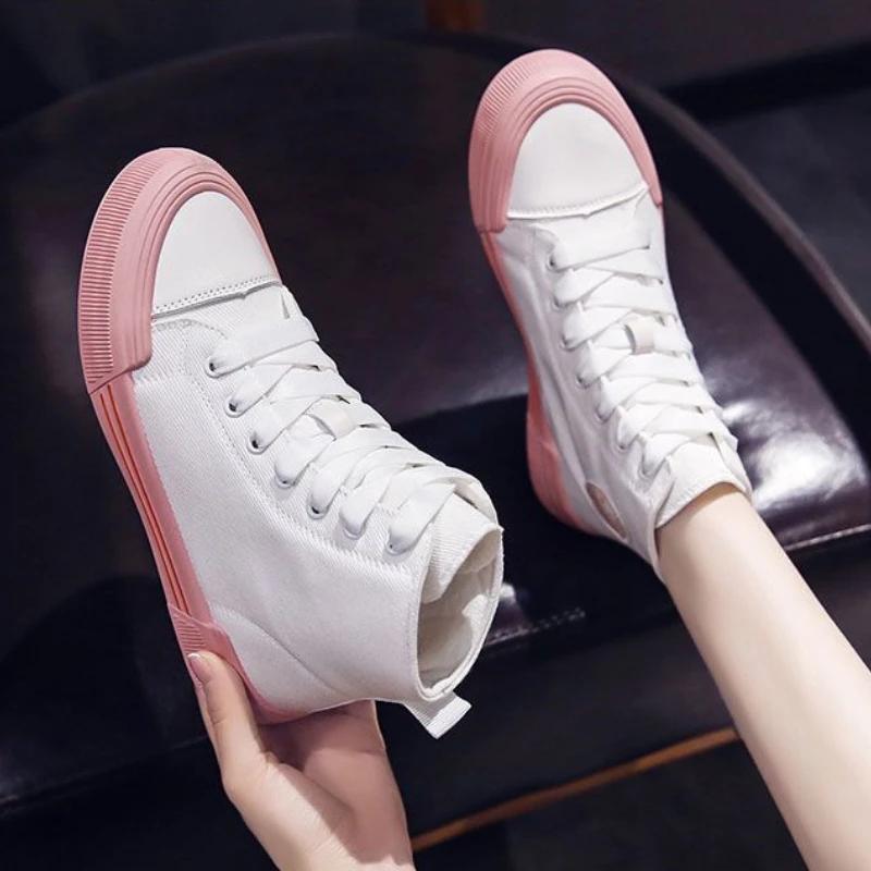 Lace Up Woman Footwear Korean Stylish Offers Vulcanized Shoe New Arrival 2024 Canvas Shoes for Women Deals Designer Luxury In H