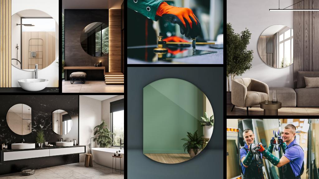 Modern Mirror Over the Bathroom Sink, Makeup Mirror, Cut Circle Wall Mounted, 100 cm, Elegant and Practical