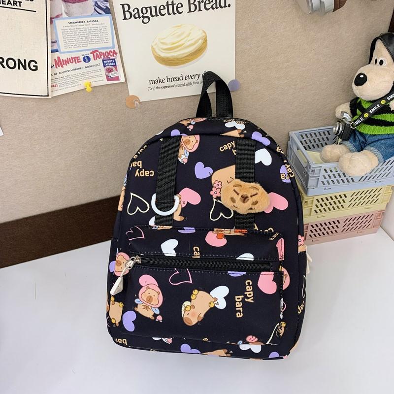 Children'S Backpack Kindergarten Elementary School Bag Three-Dimensional Plush Kapibara Doll Boys And Girls Backpack