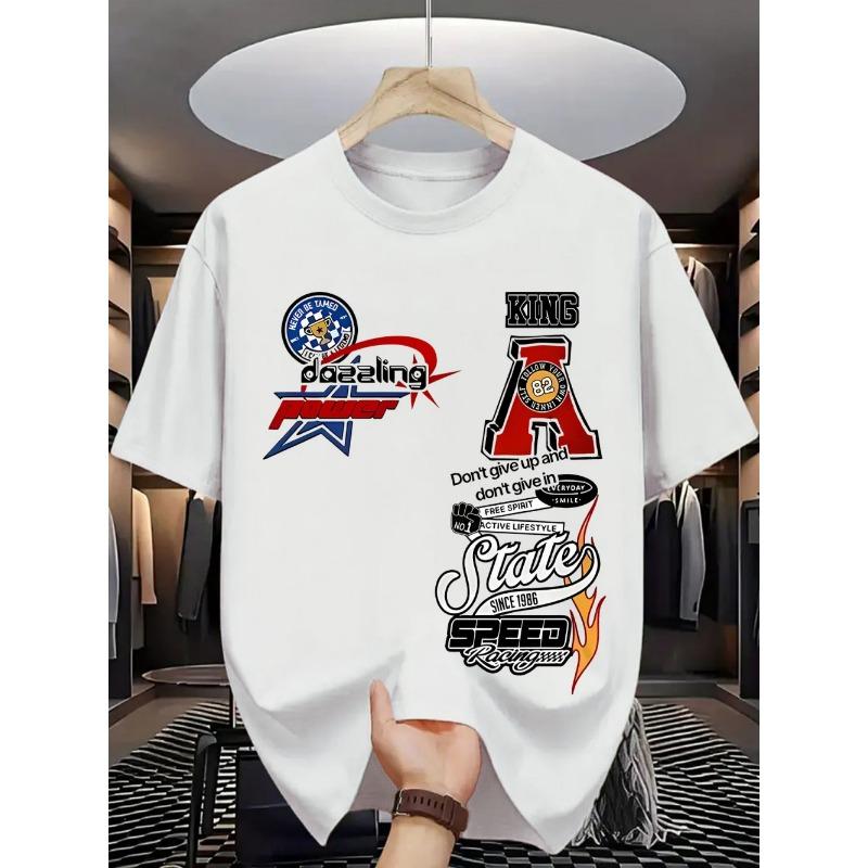 European and American men's summer fashion letter graffiti print comfortable and breathable