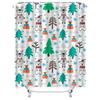 TU Festive Christmas Bear Shower Curtain Waterproof Holiday Forest Animals Cute Holiday Decor Bathroom Fabric Backdrop Christmas
