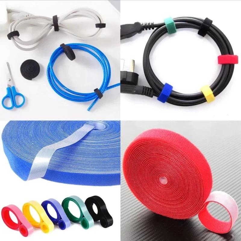 Cable Winder Tapes Storage Management Straps Self Adhesive Fastener Cord Ties Reusable Double Side Hook Loop Wire 1M 3M 5M