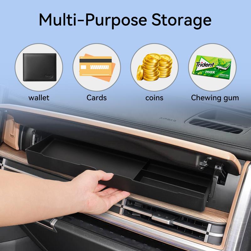 For Hyundai Santa Fe 2024 2025 TPE Co-pilot Storage Box Drawer Tray Organizer Car Interior Accessories Black