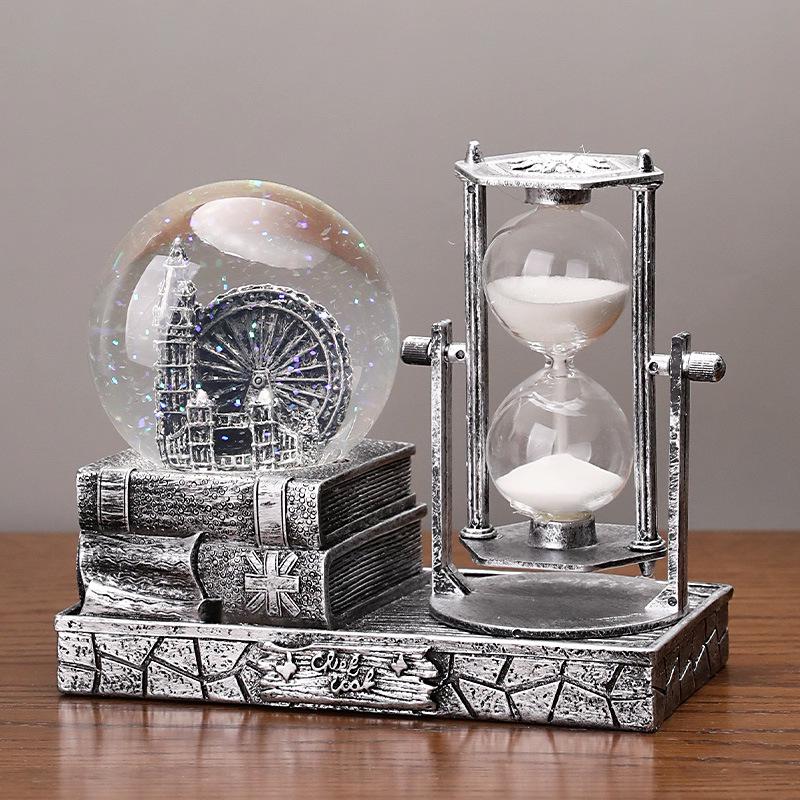 Eiffelturm Kristallkugel Sanduhr - Leuchtendes Studentengeschenk, Harz Desktop-Ornament