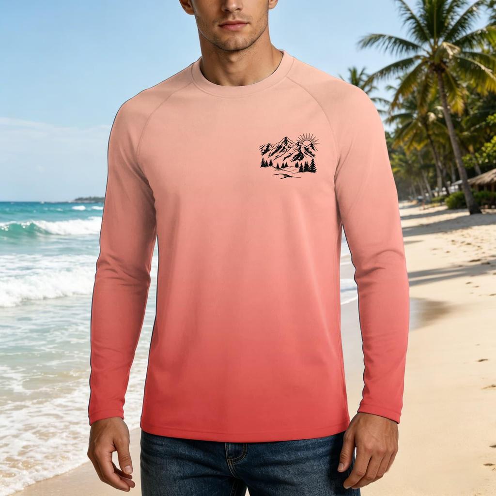 Men's Long Sleeve Outdoor Shirt UPF50 Plus Sun Protection Breathable Lightweight Loose Fit Summer Casual Top