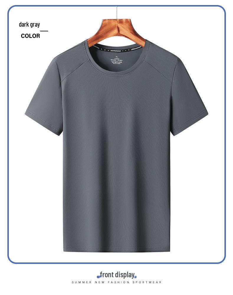 Men's Quick-Dry Ice Silk Short Sleeve Tee - Lightweight, Loose Fit, Plus Size Casual Sportswear