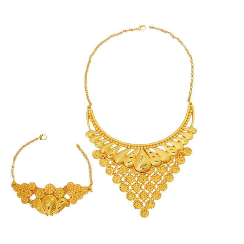 4-Piece Flower Fashion Bridal Wedding Necklace Earrings Bracelet Ring Jewelry Set