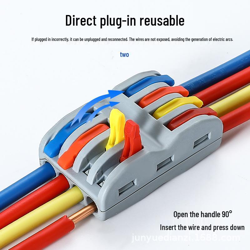 Color-Coded SPL-4 Quick Wiring Terminal: 4-In/4-Out Butt Splice Connector