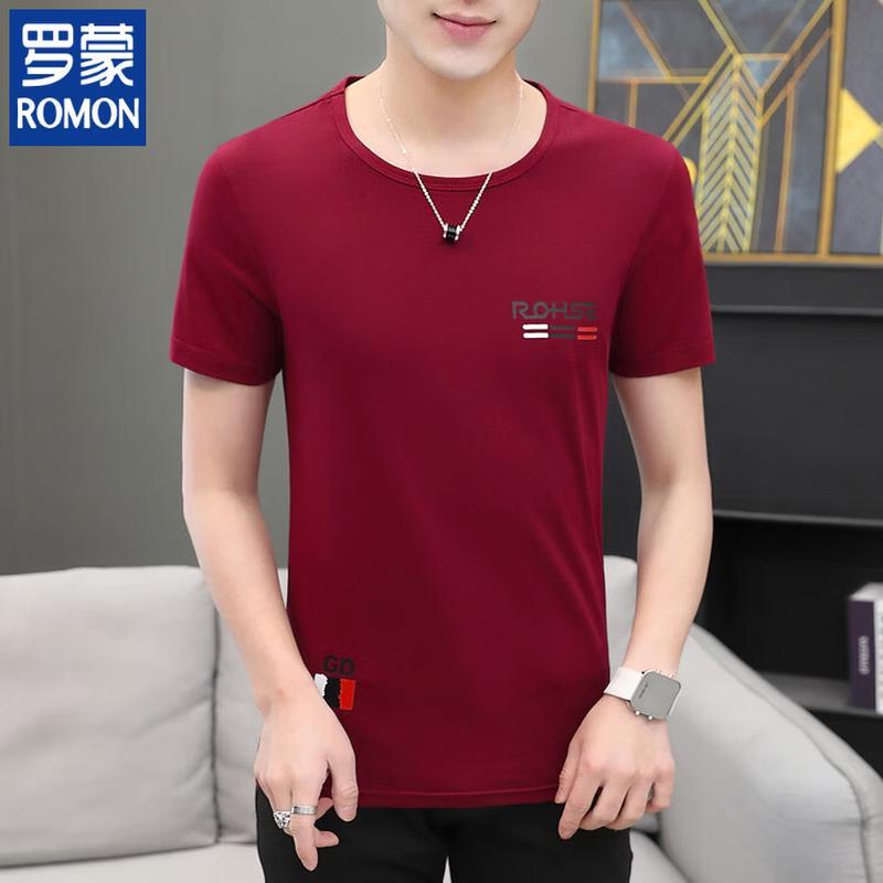 Romon Men's Printed Round Neck T-shirt