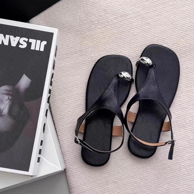 Fashion Real Leather Shoes Woman Flat Sandals Flip Flops Platform Summer Heels  Open Toe Genuine Without Retro Corrective 2025 Girls