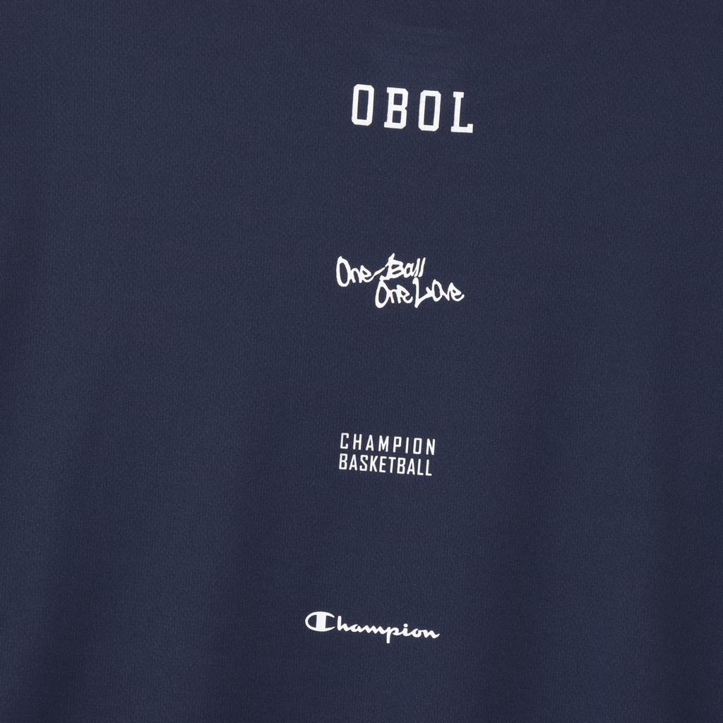 Champion Long Sleeve Crew Odor Quick Script Mini Long Sleeve Basketball Kids' T-Shirt, Neck, Antibacterial, Resistant, Drying, Logo, T-Shirt, Navy,