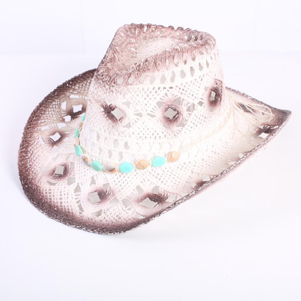 Popular European and American Classic Hollow Western Cowboy Hat Men's and Women's Fashion Vacation Breathable Sunshade Straw Hat