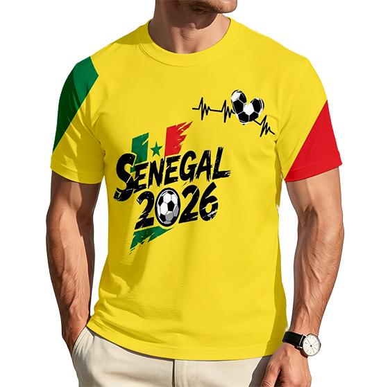 Men's Crew Neck Short Sleeve T-Shirt with Spain 2026 Football Print Casual Fit Lightweight Comfortable Design