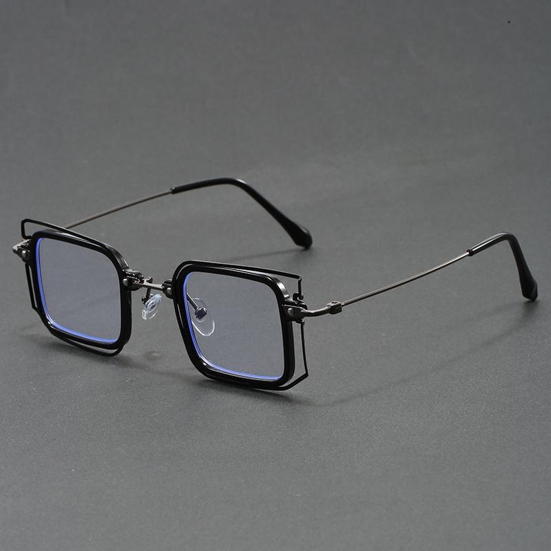 Handmade Double-Layer Eyeglass Frames, Personalized and Premium Unisex Trendy Style, Ultra-Light Metal with Prescription Lenses C1
