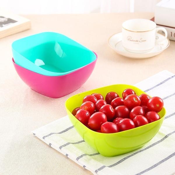 Versatile Food Grade Plastic Square Fruit Plate Colorful Serving Bowl Candy Dish