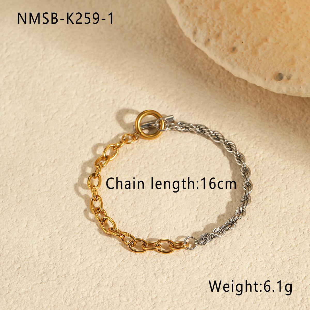 GEMCHIC Women s Gold and Silver Two-Tone Stainless Steel Chain Necklace and Bracelet Set - Twisted Rope Design Fashion Jewelry for Daily Commute