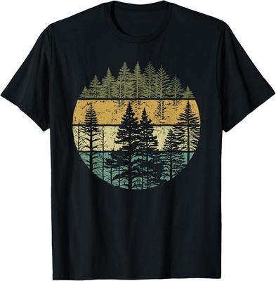 Retrô Árvores da Floresta ao Ar Livre Natureza Mulheres Homens Gráfico Vintage Camiseta unissex