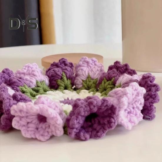 Kit de porta-copos Lily of The Valley, conjunto inicial de crochê faça você mesmo com fio e agulha, pacote de material de fio resistente ao encolhimento, projeto de decoração de mesa feito à mão