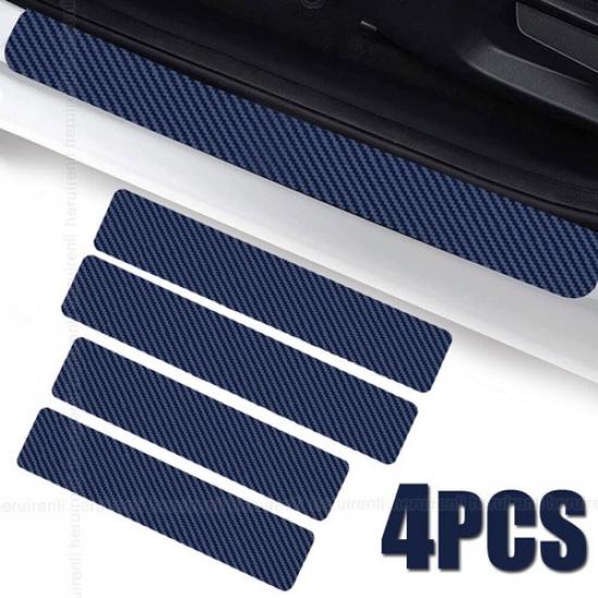 Carbon Fiber Stickers Car Door Plate Sill Scuff Cover Anti-Scratch Accessories