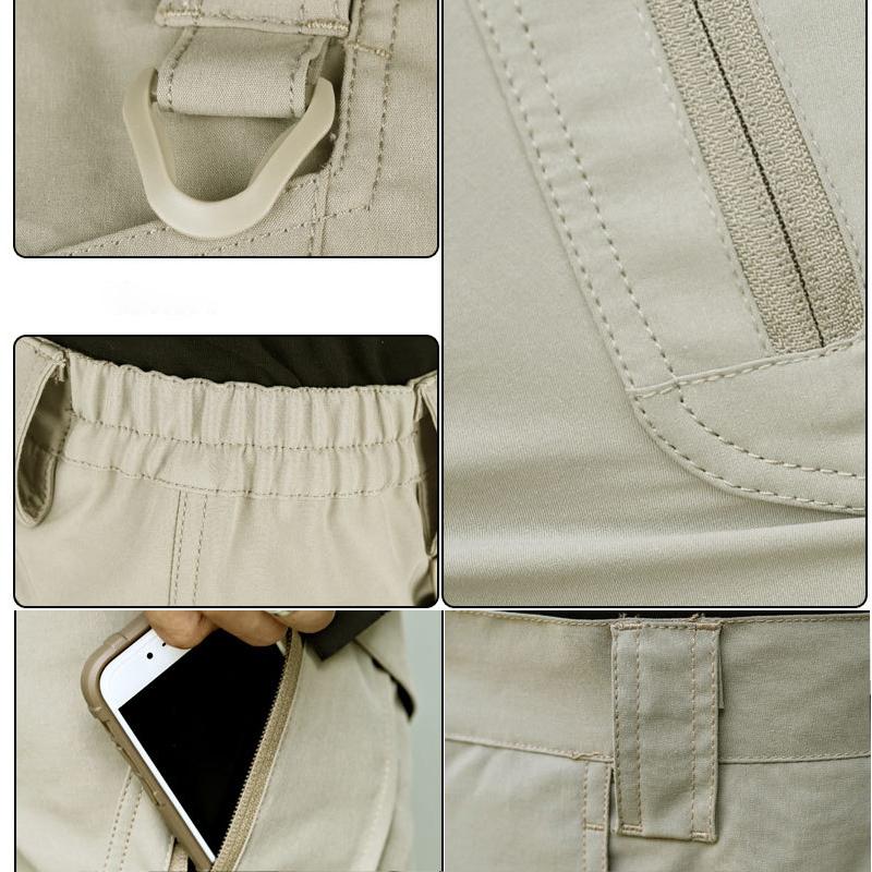 Summer Men Cargo Shorts Quick Dry Tactical Short Pants Multi-Pocket Shorts Men's Outdoor Hunting Fishing Knee Length Trousers
