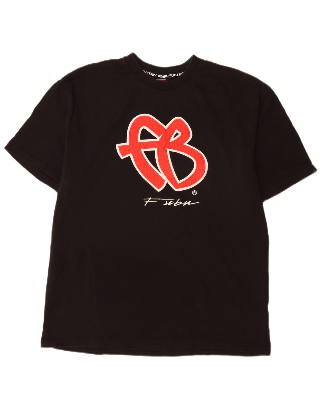 Fubu Mens Graphic T-Shirt Top Large Black Cotton BA22 L