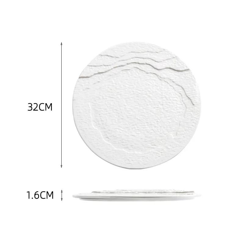 Ceramic Dinner Plate Creative Irregular Texture Dessert Dish Snack Plate Pasta Plate Flat Plates Restaurant Specialty Tableware