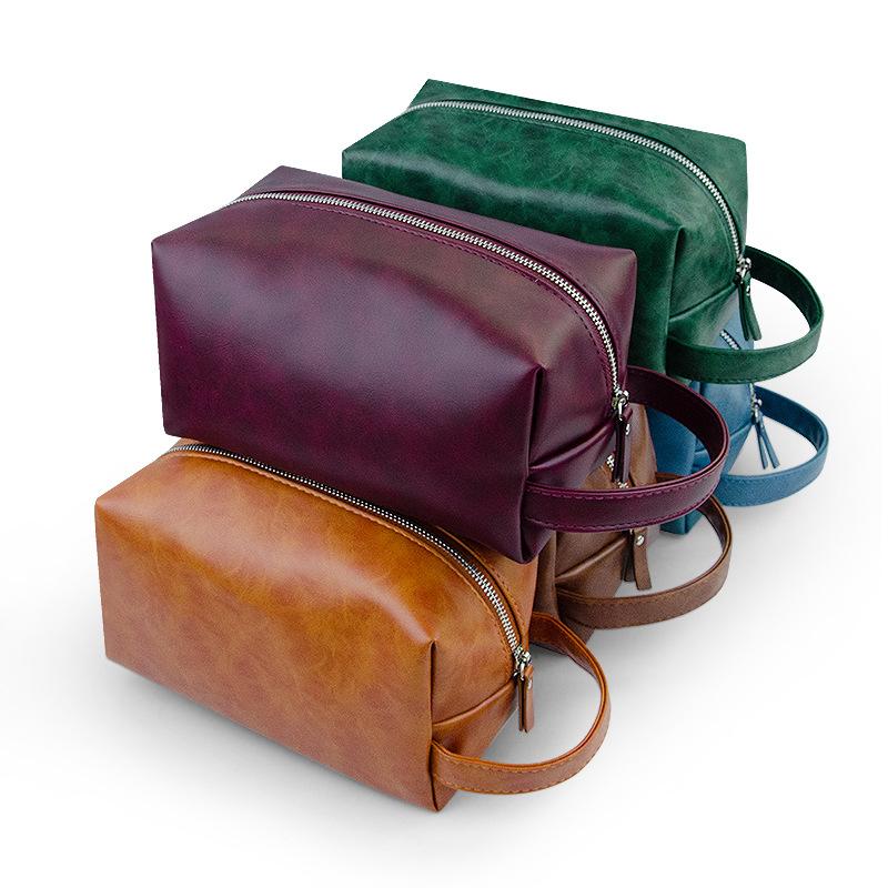 

Business Portable Men s Pu Leather Cosmetic Toiletry Bag Travel Kit Mens Women Hanging Tote Makeup Bag for Men Women
