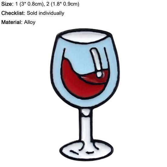 Compact Wine Glass Brooch Fine Workmanship Alloy Delicate