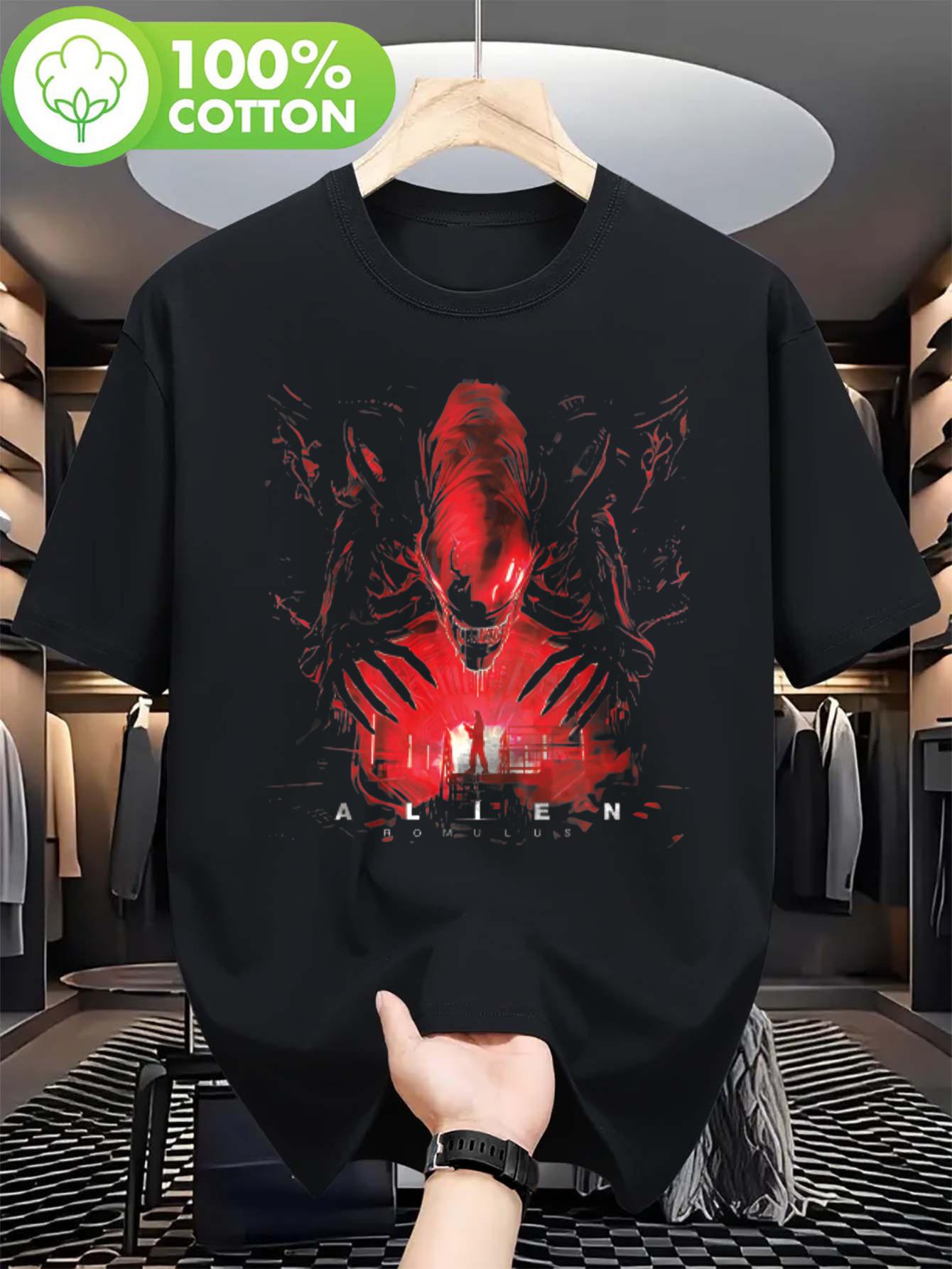 ZX Summer Hot Selling Mens Retro Movie Tshirt Designed By Alien Romulus Xenomorph Mask Room Official Pattern S