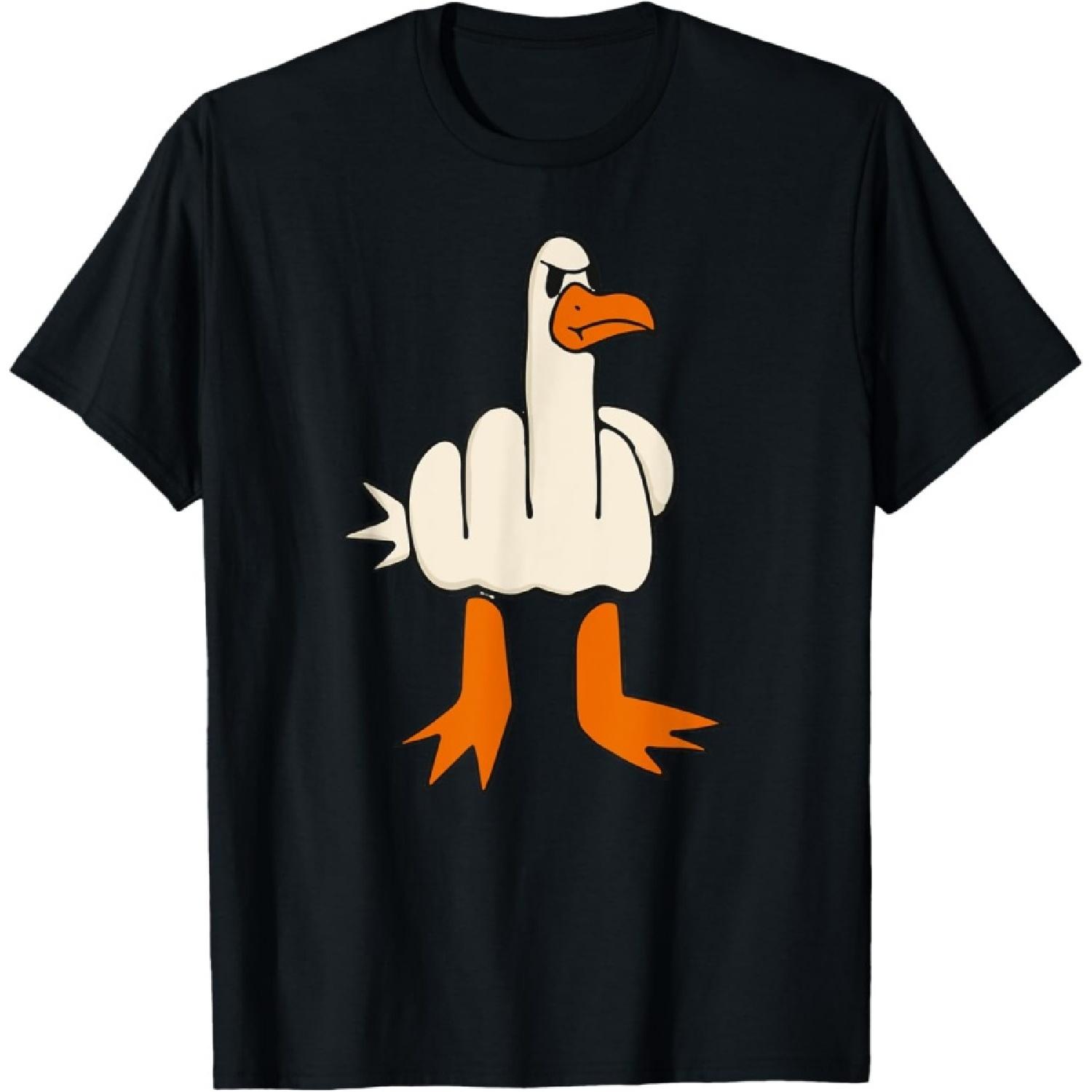 Middle Finger Seagull, Adult Humor, Funny Gesture Flip Off T-Shirt S