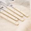 16 Pieces Color Handle Flatware Eating Utensils, Stainless Steel Tableware Rivet ABS Handle Design, Knives Forks Spoons for Home, Service for 4